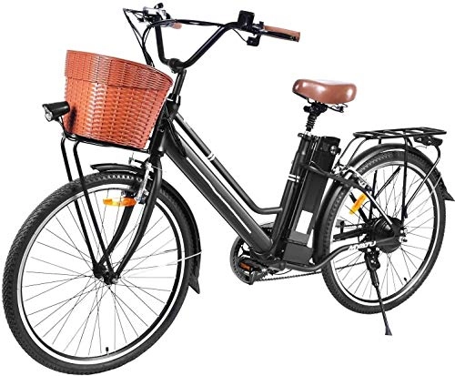 Bici elettriches : CXY-JOEL Speedrid 26 'Bici Elettrica per Donna, Bici Elettrica per Bici da Viaggio Elettrica con Motore 250 W, Batteria 36 V 10 Ah, Bici Elettrica Professionale con Cambio a 6 Velocità