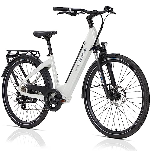 Bici elettriches : DERUIZ Bicicletta Elettrica 28" e-bike urbana, 250W 48V 13.4Ah batteria al litio estraibile, City E-Bike SHIMANO 8 velocità, Max velocità 25 km / h, 80-120 km