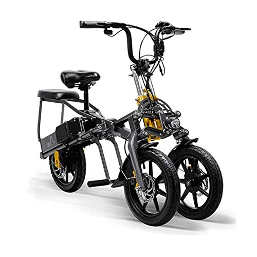 Bici elettriches : Dsqcai Triciclo Elettrico da 14 Pollici Pieghevole 48V 350W15.6 AH Mini Triciclo, velocità 20-30 km / h (Regolazione a 3 Livelli), Facile da Piegare e Facile da trasportare