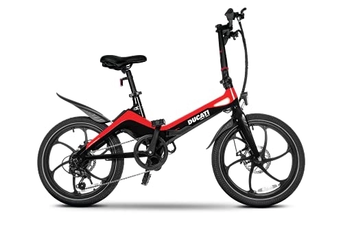 Bici elettriches : DUCATI MG20, Bicicletta elettrica da Città Unisex Adulto, 20 Pollici, Rosso, Taglia Unica