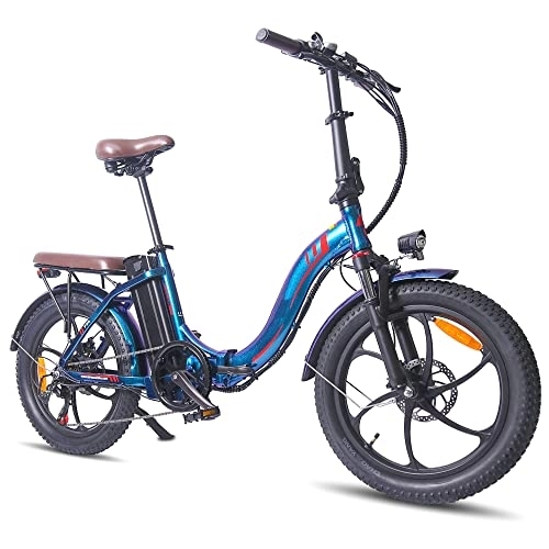 Bici elettriches : DuraB Bicicletta elettrica pieghevole, 20 pollici, pneumatici grandi, 36 V 18 Ah, 250 W, bici elettrica pieghevole, 7 velocità, bici elettrica elettrica da città elettrica per adulti (blu navy), 174*60*118cm