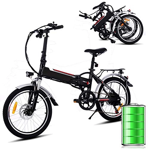 Bici elettriches : E-Bike Bici Pieghevole Mountain Bike Bici Elettrica, 250W, 8AH, Batteria agli ioni di Litio 36V, 19", Bici City Bike (Nero)
