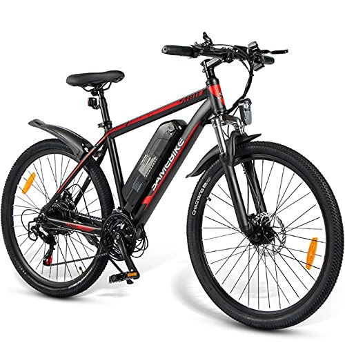 Bici elettriches : E-Bike Mountain Bike, Bike Elettrica MTB Elettrica con Freni a Disco e Cambio da 21 velocità, Pneumatici da 26” x 1.95”, Batteria Removibile da 36 V 10 Ah, Motore da 350 W, Black
