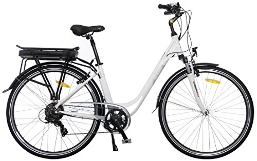 Bici elettriches : Ebici City 5000 Eco 36 V Bicicletta elettrica da 28" Pedelec per uomini e donne, ruota per città, E-bike, motore posteriore 250 W, batteria agli ioni di litio 11 Ah 396 Wh