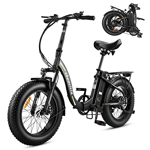 Bici elettriches : eboocicle Bicicletta Elettrica Pieghevole，Electric Bike 20" x 4.0 KYLIN Fat Tire, Shimano 7 velocità, Bici Elettrica con Pedalata Assistita, Batteria Removibile al Litio da 36V / 15.6 Ah, 250W Motore