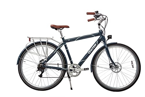 Bici elettriches : Eke E-Bike da uomo 28" – Bicicletta elettrica per adulti, 7 velocità, 36 V, 7 Ah, batteria Citybike (M, Denim Blue Art + QR Tim)