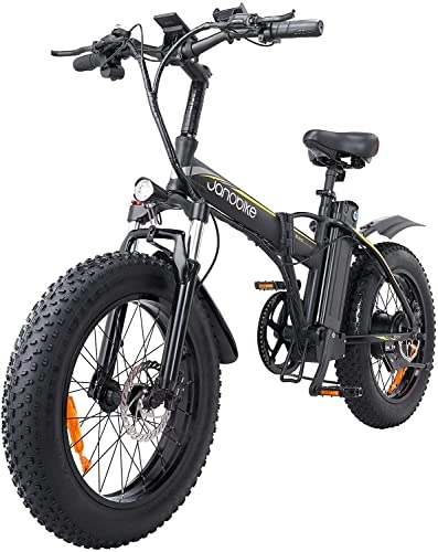 Bici elettriches : Electric Bike 26" x 4.0 Fat Tire, Shimano 7 velocità, freni idraulici XOD anteriore e posteriore, Pieghevole e-bike urbana con motore senza spazzole, batteria rimovibile 48V 12.8Ah
