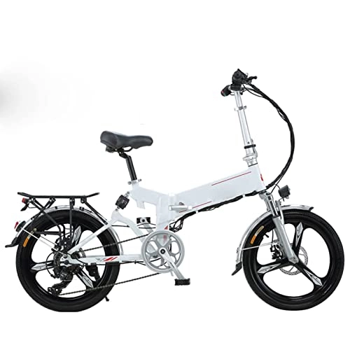 Bici elettriches : Electric Bike Foldable for Adults Electric Bicycle 350W 34V Small Electric Moped 20 inch Folding Electric Bike (Color : White 80KM) (One Wheel 100km1)