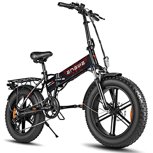 Bici elettriches : ENGWE Bicicletta Elettrica Pieghevole per Adulti 20" 4.0 Fat Tire Mountain Beach Snow 7 Speed Gear E-Bike in Alluminio con Batteria Al Litio Staccabile 48V12.8A