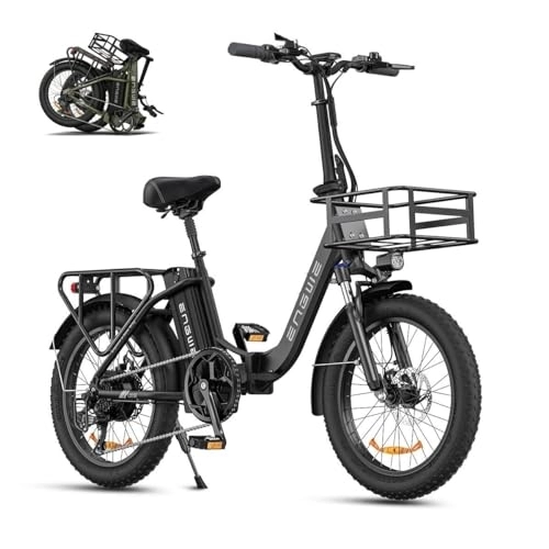 Bici elettriches : ENGWE L20 SE Bicicletta elettrica per Adulti 250W E-Bike Pieghevole 36V 15.6Ah Batteria Rimovibile 20" x 3.0 Fat Tire Bicicletta Elettrica Pieghevole E-Bike per Adulti (Nero)