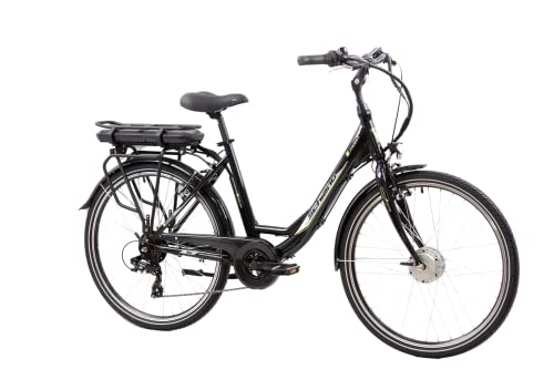 Bici elettriches : F.lli Schiano E- Moon 26" Bicicletta elettrica, Bici Elettrica con Pedalata Assistita 250W, City E-bike Unisex Adulto, Li-Batteria Rimovibile 36V 13Ah, SHIMANO 7 velocità, Nera