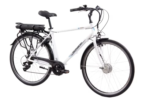 Bici elettriches : F.lli Schiano E-Moon 28" E-Bike, Bicicletta Elettrica da Città con Motore 250W e Shimano 7 Velocità, Batteria al Litio 36V 13Ah estraibile, Colore Bianco