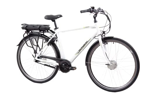 Bici elettriches : F.lli Schiano E-Moon 28" E-Bike, Bicicletta elettrica da città Motore 250W con mozzo cambio interno Shimano Nexus 7 velocità, Batteria al Litio 36V 13Ah removibile, Bianco