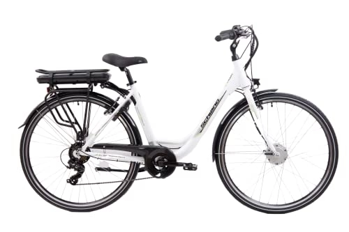 Bici elettriches : F.lli Schiano E- Moon, Bicicletta Elettrica da Città, Adulto, Donna, Bianca, 28