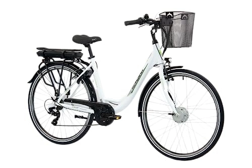 Bici elettriches : F.lli Schiano E- Moon, Bicicletta elettrica Unisex Adulto, Bianco, 28 Pollici