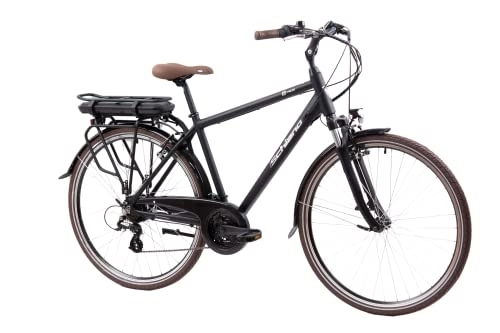 Bici elettriches : F.lli Schiano E-Ride 28" E-Bike, Bicicletta Elettrica da Uomo con Motore 250W e Batteria al Litio 36V 10, 4Ah estraibile, con 21 Velocità, Nero (Black Matt)