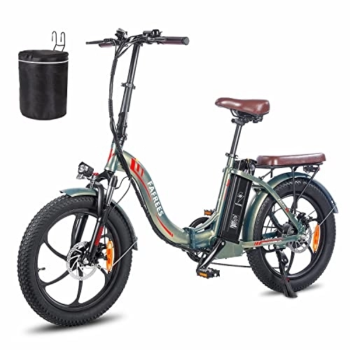 Bici elettriches : Fafrees Bici elettrica F20-PRO, bici elettrica pieghevole da donna uomo, motore da 250 W, batteria da 18 Ah, CityBike da 20 pollici, 7 velocità, 120 km, verde