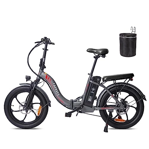 Bici elettriches : Fafrees Bici elettrica pieghevole F20, bici elettrica urbana 250W / 16Ah, Fatbike da 20 pollici, Shimano 7 velocità, autonomia 120 km, 25 km / h, grigio