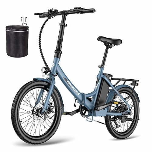 Bici elettriches : Fafrees Bicicletta elettrica F20 LIGHT, bici da città elettrica pieghevole da 20 pollici, motore da 250 W, batteria da 14, 5 Ah, e-bike a 7 velocità per donna, autonomia 110 km, Blu