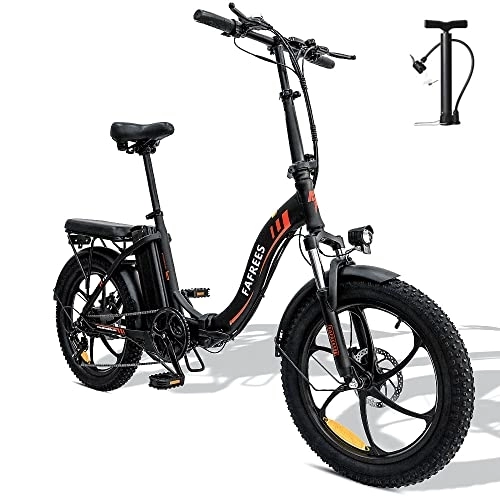 Bici elettriches : Fafrees Bicicletta elettrica pieghevole F20 da 20 pollici, 250 W, motore Pedelec E-City Bike 36 V 16 Ah, batteria rimovibile di grande capacità, 20" x 3, 0 Fat Tire Mountain bike, Shimano 7S, nero