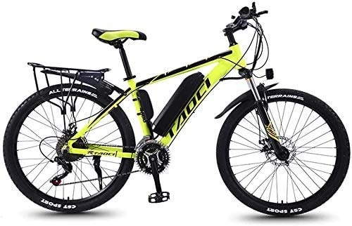 Bici elettriches : FGART Mountain Bike Elettrico per Lega di Alluminio per Adulti Biciclette all Terrain 26" 36V 350W 13Ah Rimovibile agli Ioni di Litio Intelligente Ebike Mens, Giallo 1, 13AH 80 Km