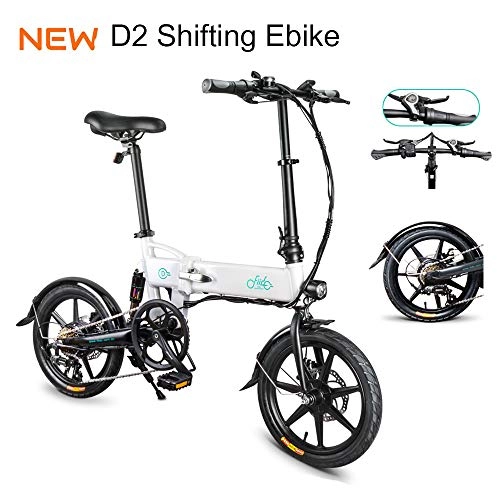 Bici elettriches : FIIDO D2 Shifting Ebike, Bicicletta elettrica Pieghevole Pieghevole con Luce Anteriore a LED per Adulti, Bicicletta elettrica Pieghevole con Ruote da Bici da 250 W 7.8Ah (D2 Shifting White)