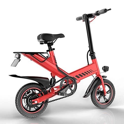 Bici elettriches : FingerAnge 48v 7.5ah 400w Smart Bike in Lega di Alluminio, Mini Bici Elettrica Pieghevole da 14 Pollici con Sospensione Posteriore 2 Colori Red14Inch