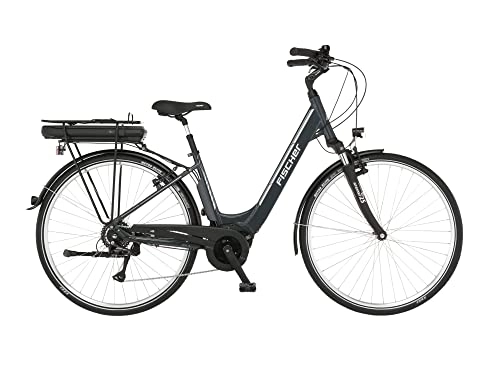 Bici elettriches : Fischer Cita 1.5, Bicicletta Elettrica Donna Uomo RH 44cm Motore Centrale 65Nm Batteria 36V E-Bike City, Grigio Granito, 44cm-418Wh