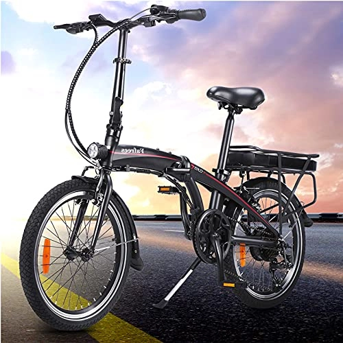 Bici elettriches : Foldable City Bike Unisex Adulto 20' Nero, Velocit Massima 25km / h Autonomia 45-55km 250W Batteria 36V 13Ah 468Wh Bicicletta Per Adulti E Adolescenti Carico massimo: 120 kg