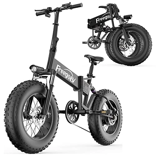 Bici elettriches : Freego Mountain Bike elettrica con pneumatici da 20 pollici 4.0 Fat Batteria al litio da 48 V 10, 4 Ah, bici elettrica per adulti