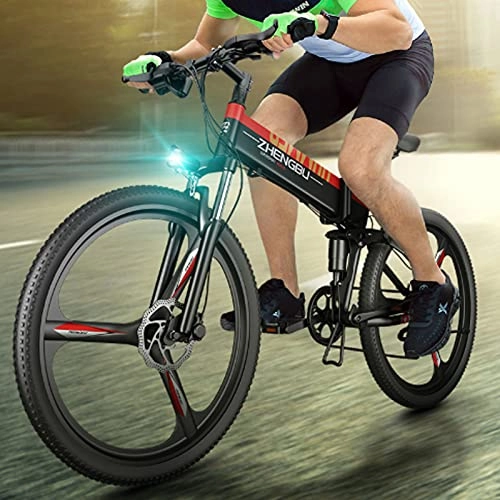 Bici elettriches : GAOXQ Bici Elettriche per Adulti 26 in Mountain Bike Freni E-Bike con Batteria al Litio 48V 10ah, Bicicletta E-MTB Professionale da 500 W Red black-27 Speed