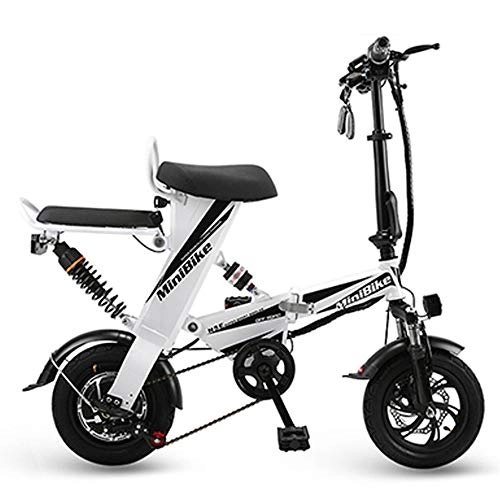 Bici elettriches : GRF-XB 12" Pieghevole Bici elettrica for Adulti, 48V 15AH 350w E-Bike con Bici Supporto del Telefono, for Travel Citt Commuting Outdoor Ciclismo Work out (Color : White, Select : 15AH)