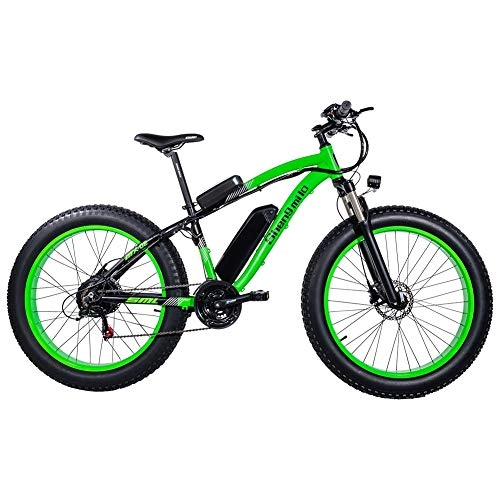 Bici elettriches : GUNAI Bici Grassa Elettrica Bici Elettrica 1000w 26 Pollice 48V 17AH Batteria 21 velocità Freno a Disco MTB Adulto(Verde)