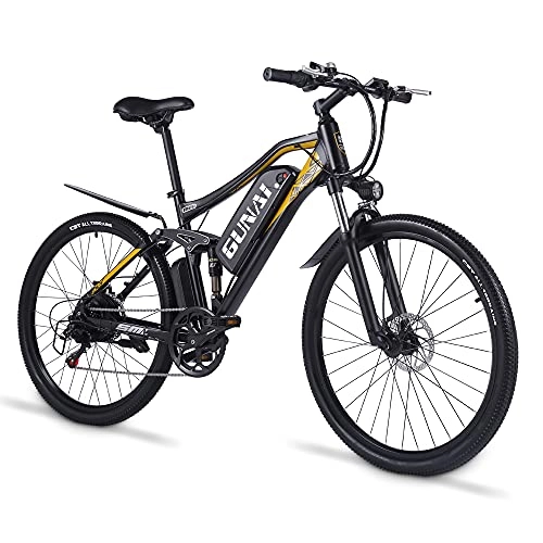 Bici elettriches : GUNAI Bicicletta Elettrica da 27, 5 pollici per Mountain Bike per Adulti da 500 W con Batteria Agli Ioni di Litio da 48 V 15 Ah