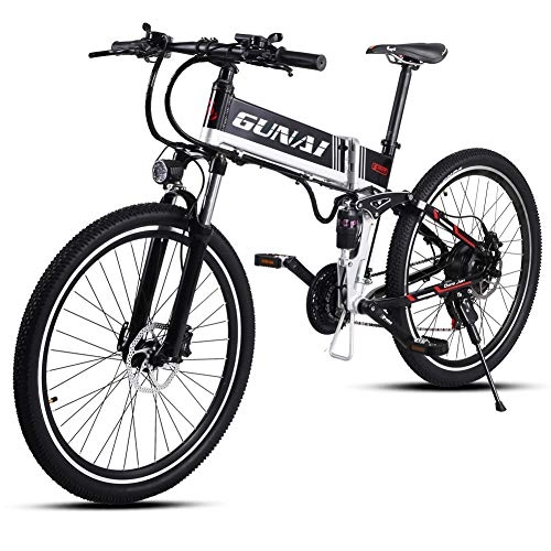 Bici elettriches : GUNAI E-Bike Mountain Bike, 500W, 48V 10Ah Batteria, Bici Elettrica da 26 Pollici, Cambio Shimano 5 Marce(Nero)