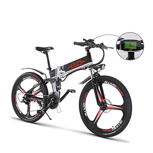 Bici elettriches : GUNAI Pieghevole Bicicletta Elettrica 21 velocità Mountain Bike E-Bike con Freno a Disco con Sedile Posteriore
