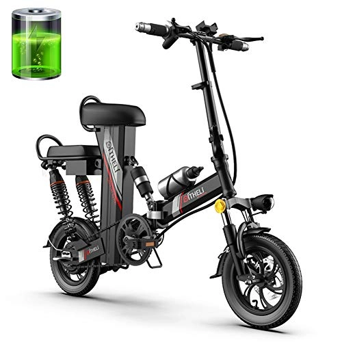 Bici elettriches : GUOJIN Bicicletta Elettrica Pieghevole Sedile Regolabile Bike Compatta Portatile, Potenza 350 W Batteria 48V 11Ah, Autonomia 60Km, velocità Massima 25 Km / H
