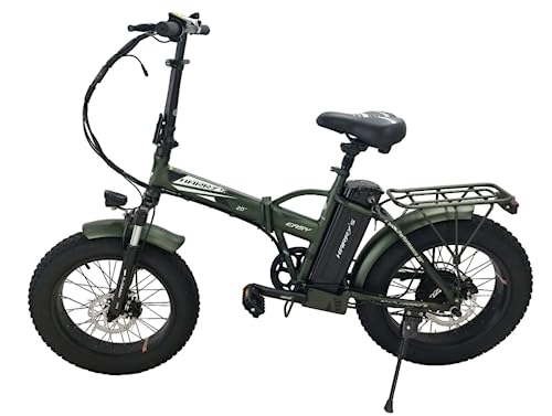 Bici elettriches : HARRY'S EASY BIKE - VERDE - Bicicletta Elettrica Fat-bike Pieghevole con Motore da 250W, Telaio Pieghevole Alluminio, Batteria 36W10AH, Display LCD, Cambio Shimano a 7 Velocità