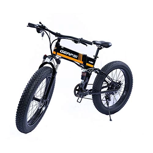 Bici elettriches : HARTI 48V10AH Bici Elettrica Mountain Lightweight E-Bike con 26 * 4.0 Fat Tire, 21 velocità Lega di Alluminio Pieghevole Bici Elettrica per Adulti Outdoor Ciclismo
