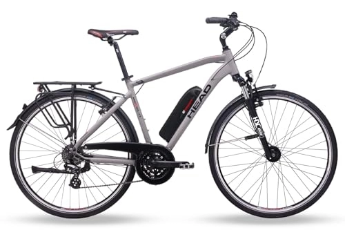 Bici elettriches : HEAD E Revelo RM, Bicicletta elettrica da Trekking Unisex Adulto, Grigio / Rosso, 50