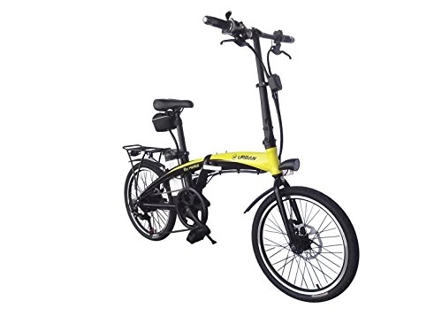 Bici elettriches : Helliot Bikes By Helliot 01, Bicicletta Elettrica Pieghevole Unisex – Adulto, Giallo e Nero, M-L