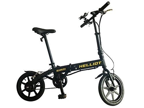 Bici elettriches : Helliot Bikes Siam, Bicicletta Elettrica Pieghevole con Batteria al Litio Unisex Adulto, Giallo e Nero, M-L