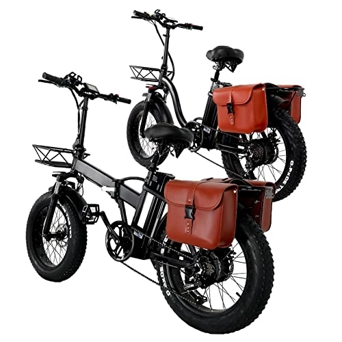 Bici elettriches : HFRYPShop Due Bici Elettrica per Coppia, e-Bike Pieghevole con Pedalata Assistita, Batteria Removibile da 48V, 15Ah, Gomme Fat da 20" x 4”e Doppio Freno a Disco