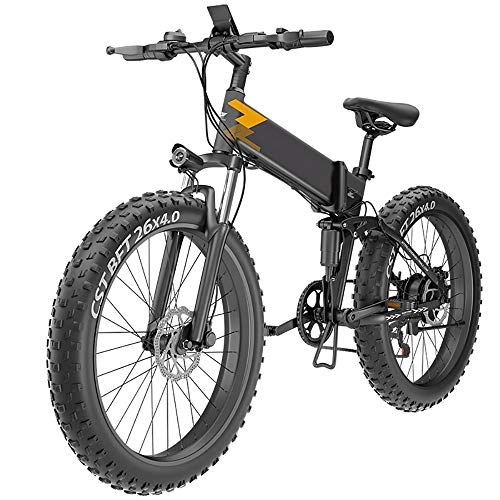 Bici elettriches : HHHKKK Pieghevole Bici elettrica Elettrica da Città, Trekking Mountain, Batteria Rimovibile agli Ioni di Litio da 48 V / 10Ah, 7 velocità, Bicicletta Elettrica per Adulto Unisex