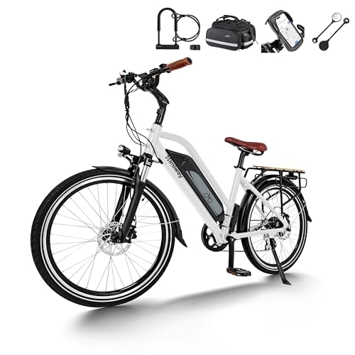 Bici elettriches : Himiway City Pedelec E-Bike motore 250W donne e uomini, bicicletta elettrica città 26 pollici batteria 36V 18.2Ah, 120 km di autonomia il pendolarismo, freni idraulici, a norma CE