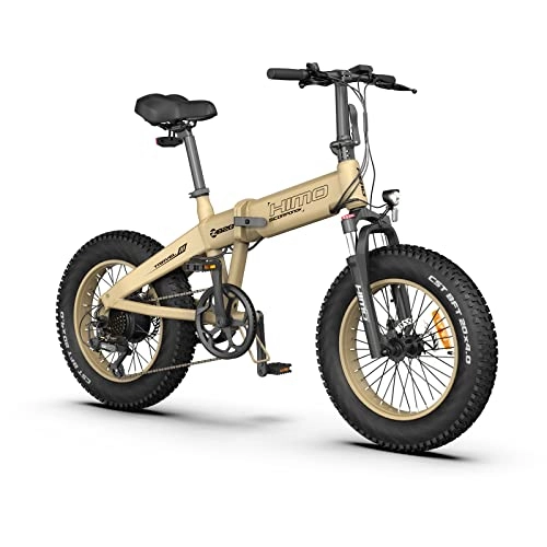 Bici elettriches : HIMO ZB20 MAX 4.0 Fat Tire Bici Elettrica Pieghevole, Batterie Rimovibili da 48 V / 10 Ah, 250W Motor, Shimano 6, e-Bike per spiaggia / neve / tuttoterreno, Cachi