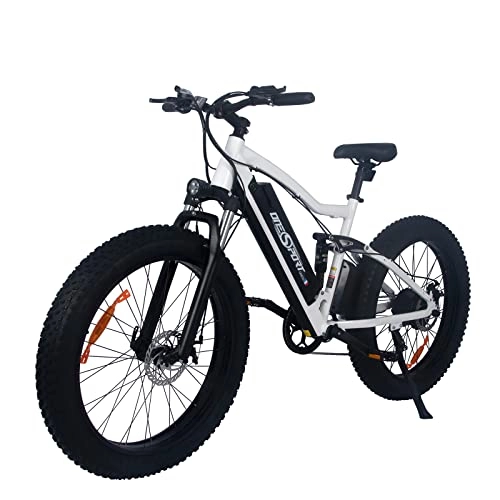 Bici elettriches : HITWAY 26" Fat Tire Electric Bike, 48V / 250W / 10Ah batteria al litio, cambio ad alta velocità e ruota a raggi eBike ONES1(BIANCO)