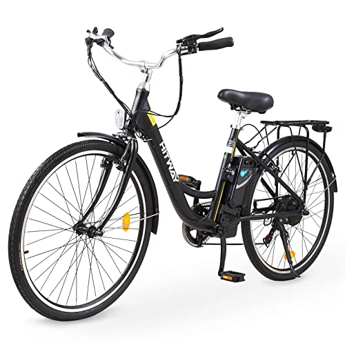 Bici elettriches : HITWAY Bicicletta Elettrica 26” Bici Elettrica Adulto City E-bike con Li-Batteria 36V 10.4Ah , Shimano 7 velocità, 25 km / h, Max 50Km, Donna