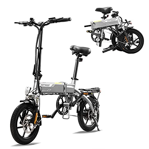 Bici elettriches : HITWAY elettrica E Bike Bici da città Bicicletta pieghevole Bicicletta in alluminio aerospaziale, batteria da 7, 5 Ah, motore da 250 W, portata fino a 45 km BK3-HW (gray1)