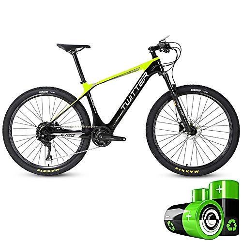 Bici elettriches : HJHJ Mountain Bike elettrica Ibrida motoslitta da 27, 5 Pollici per Adulti Bicicletta Ultraleggera a Pedale 36V10Ah Batteria al Litio Integrata (5 File / 11 velocità), Green
